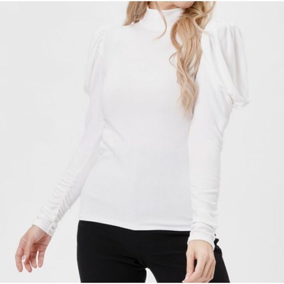 Rebecca Taylor Drape Sleeve Mock Neck Top Size Large White Modal - Picture 1 of 9